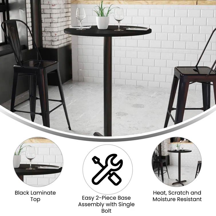 Flash Furniture Carrus Round Laminate Table Top with Height Table Base