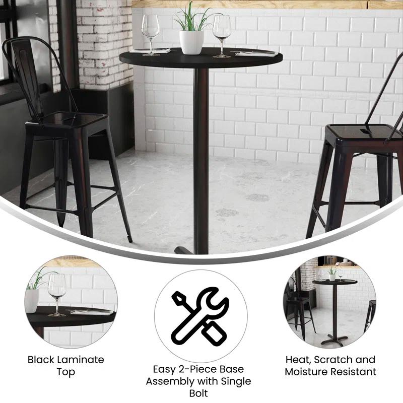 Flash Furniture Carrus Round Laminate Table Top with Height Table Base