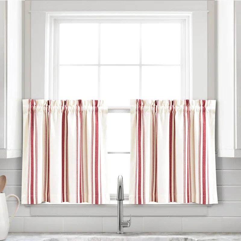 Lush Decor Farmhouse Stripe Striped Ruffled 52'' W Window Valance