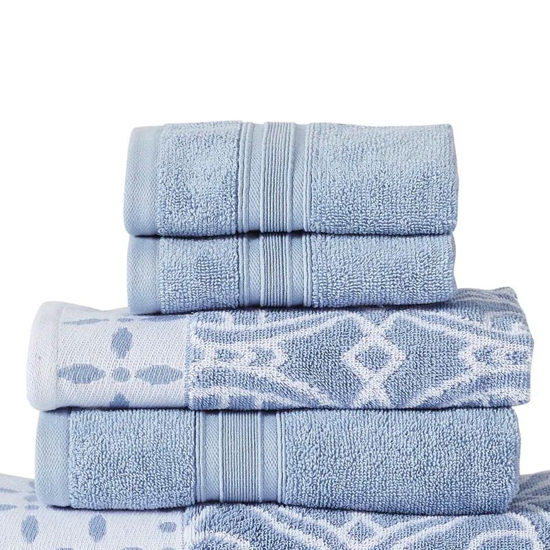 Modern Threads Modern Threads 6 Piece Set, 2 Bath Towels, 2 Hand Towels, 2 Washcloths Yarn Dyed Jacquard/Solid Towel Set Monroe