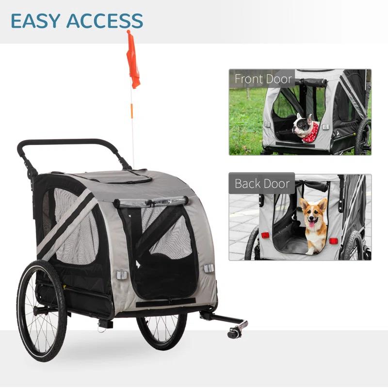 Aosom Foldable Pet Jogger Stroller with Detachable Carrier
