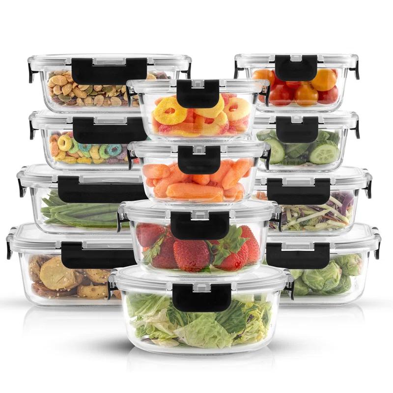 JoyJolt 24-Piece Glass Food Storage Container Set with Leakproof Lids