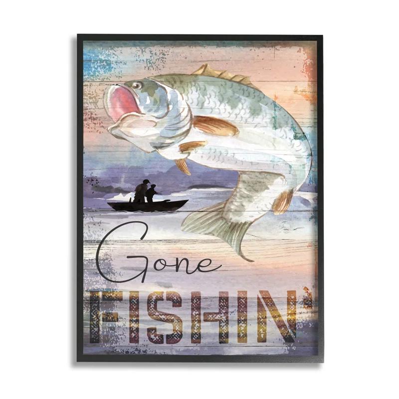 Stupell Industries " Gone Fishin' Bass Angler Marine Life " by ND Art