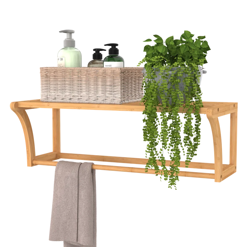 ClosetMaid Bamboo Solid Wood Accent Shelf with Towel Bar