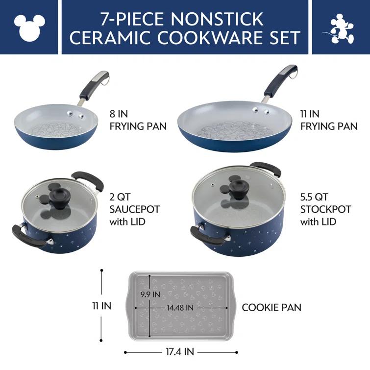 Farberware Farberware Disney Bon Voyage Nonstick Cookware Pots And Pans Set With Baking Pan, 7 Piece