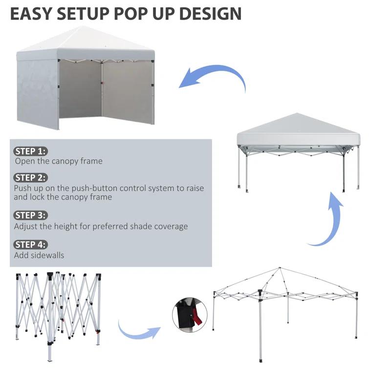 Outsunny 10 Ft. W x 10 Ft. D Steel Party Tent