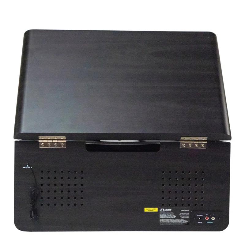 Victor 8-in-1 Wood Music Center with Bluetooth Vinyl Record Player