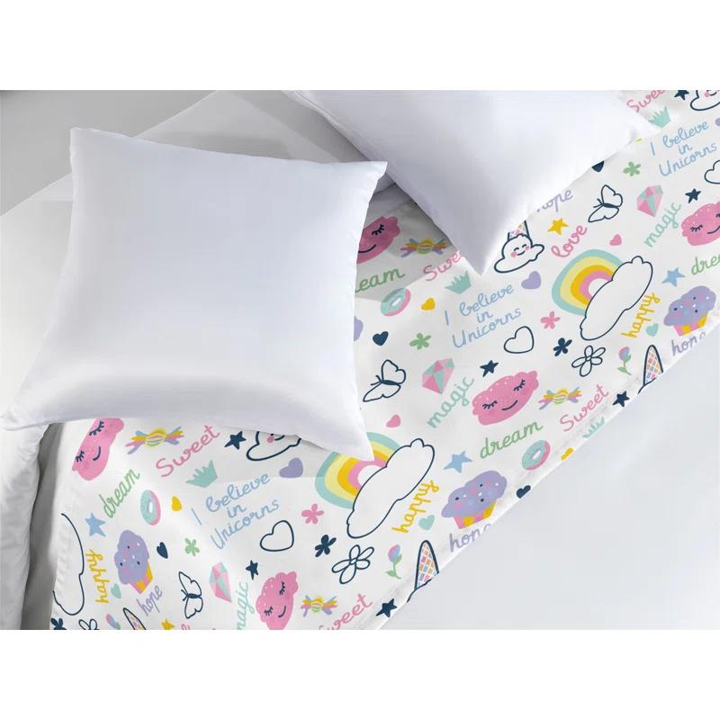 Ambesonne Ambesonne Cartoon Bed Runner Rainbow Clouds Happy Items Multicolor