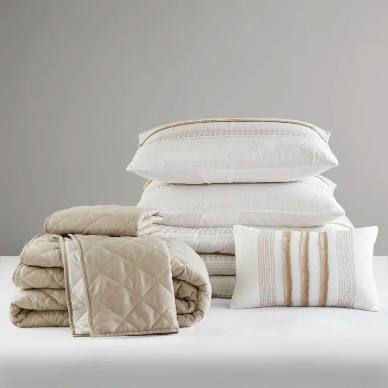 Madison Park Carolina 7 Piece Stripe Comforter And Quilt Set