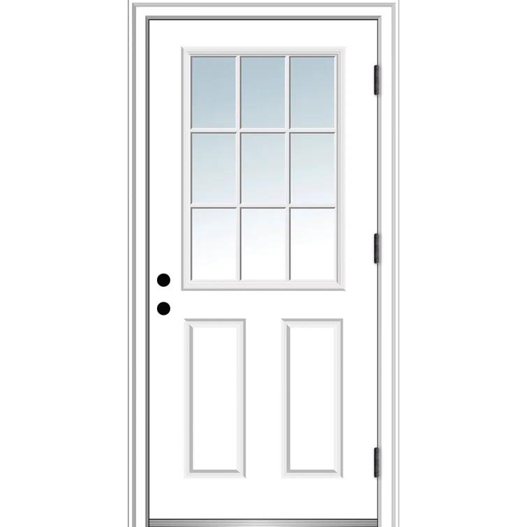 MMI DOOR Clear Glass Smooth Primed Fiberglass Prehung Front Entry Door | Wayfair