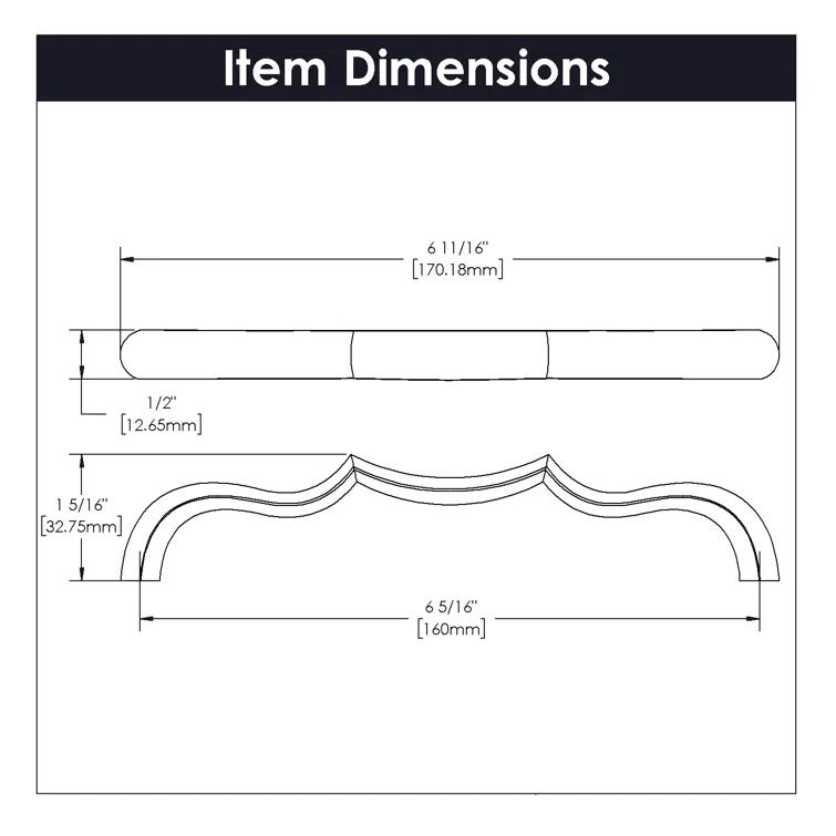 Polished Nickel Modern Transitional Cabinet Handle, 6 3/4 in