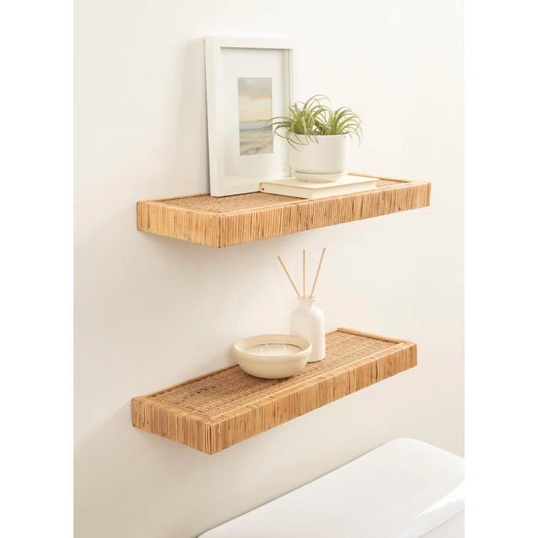 Kate and Laurel Rahmati Two-Piece Rattan Shelf Set