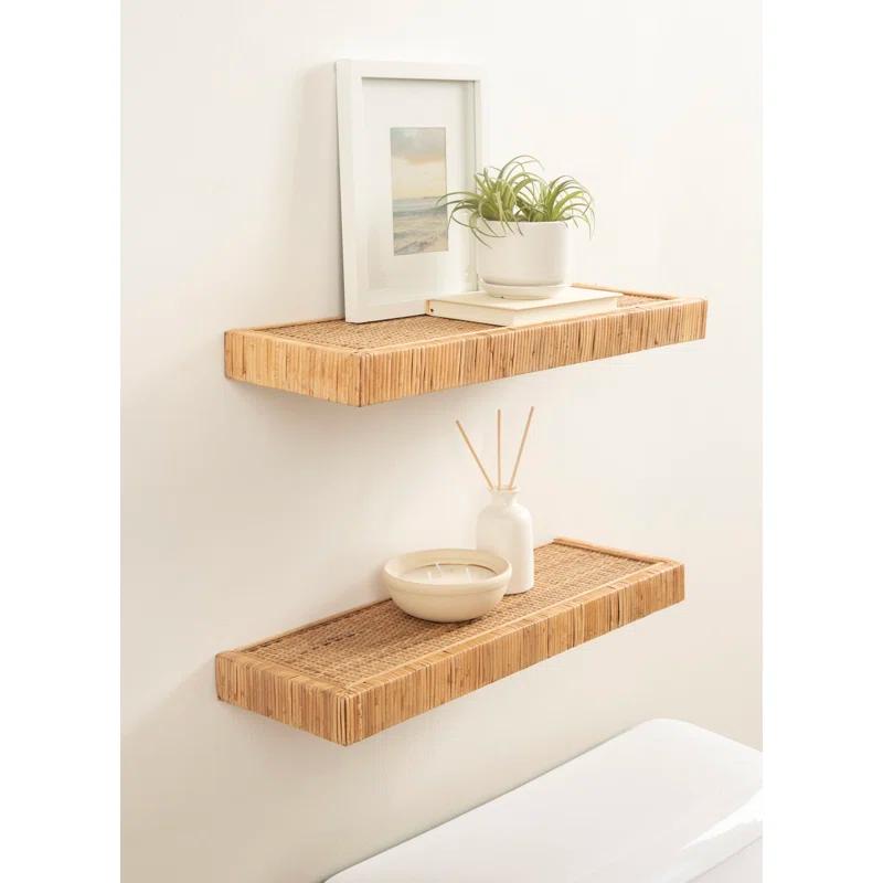 Kate and Laurel Rahmati Two-Piece Rattan Shelf Set