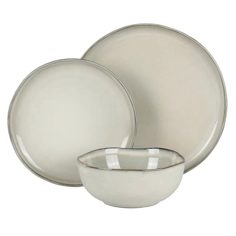 Gibson Soho Lounge Gibson Soho Lounge Nardini 12 Piece (Service for 4) Plates and Bowls Reactive Glaze Dishes Stoneware Ceramic Dinnerware Set