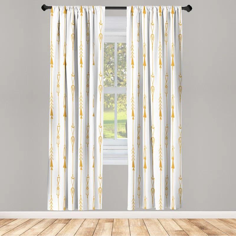 Ambesonne Microfiber Arrow Semi-Sheer Rod Pocket Curtain Panels (Set of 2)