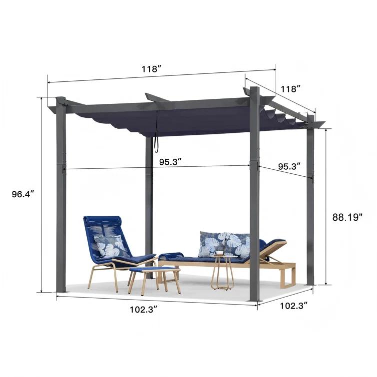Purple Leaf Purple Leaf 10 Ft. W X 10 Ft. D Aluminium Pergola With Canopy