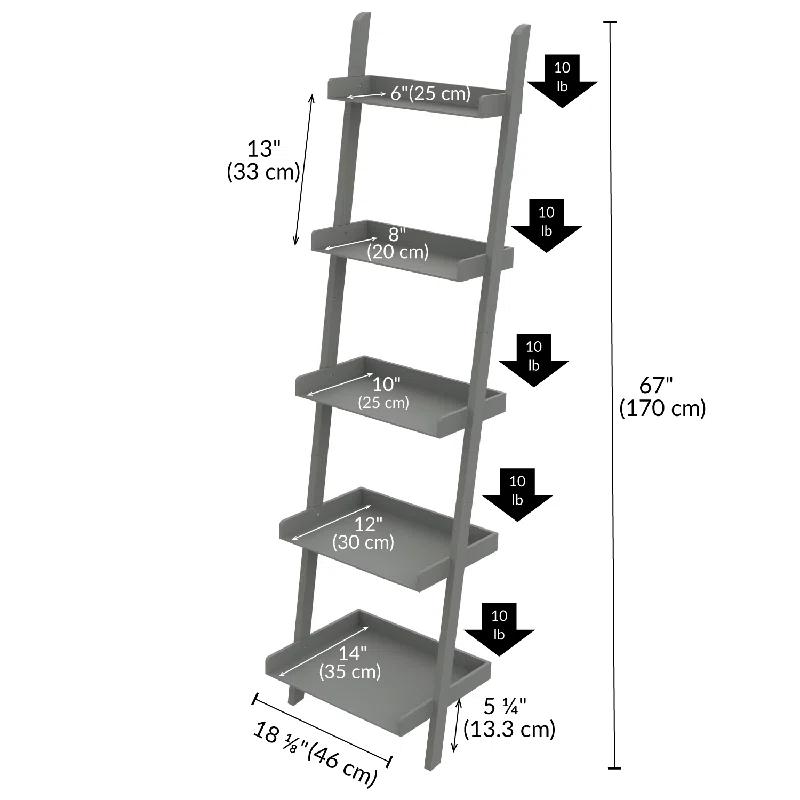Ballucci Lado 5-Tier 67" H x 18" W Wood Leaning Ladder Bookcase