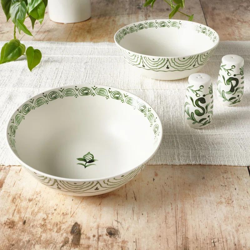 Fitz and Floyd Fitz And Floyd Green Sicily Serve Bowl/Salt & Pepper Set