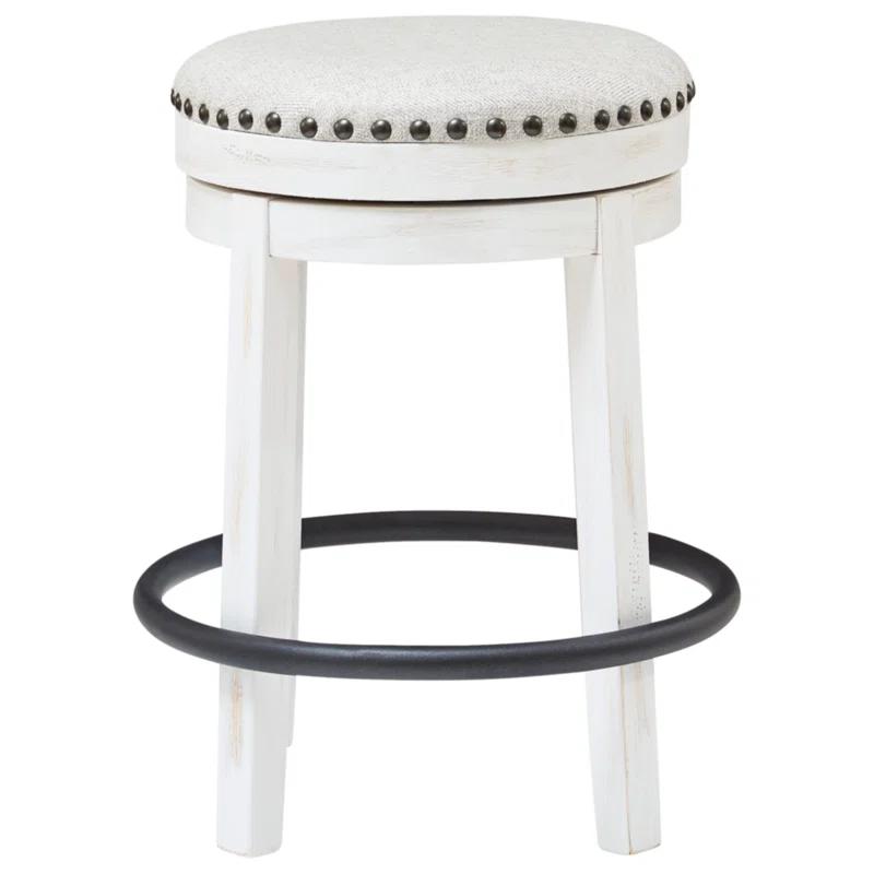 August Grove® Daiah Swivel Upholstered Counter Stool with Solid Wood Frame