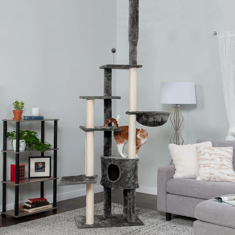 FurHaven 113"  Floor to Ceiling Playground Cat Tree