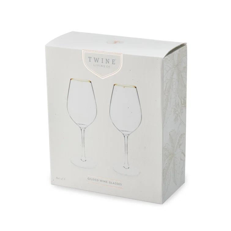 Twine Gilded Stemmed Wine Glasses (Set of 2)