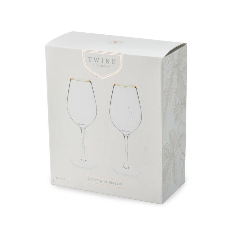 Twine Gilded Stemmed Wine Glasses (Set of 2)