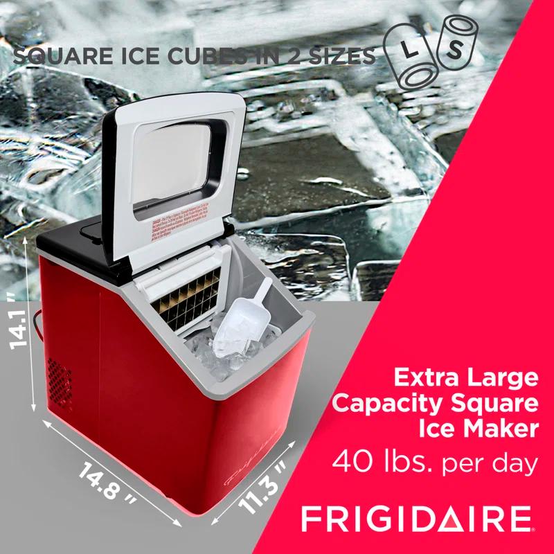 Frigidaire Frigidaire Countertop Stainless Steel Ice Maker with Transparent Window, Clear Ice Cube Maker, 40 lbs.