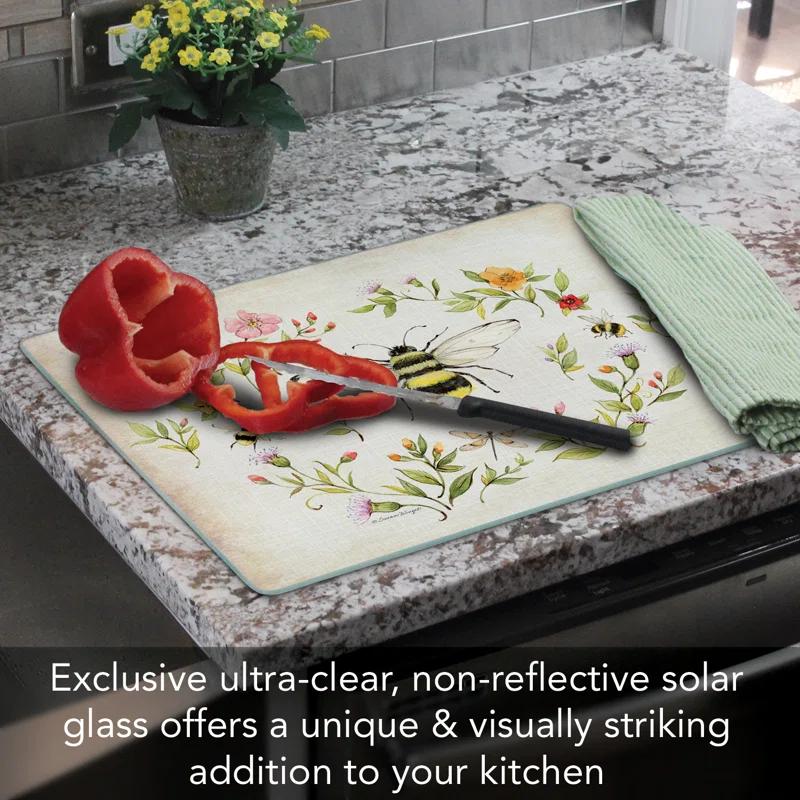 CounterArt CounterArt Bee Wreath 3mm Glass Cutting Board 15” x 12”