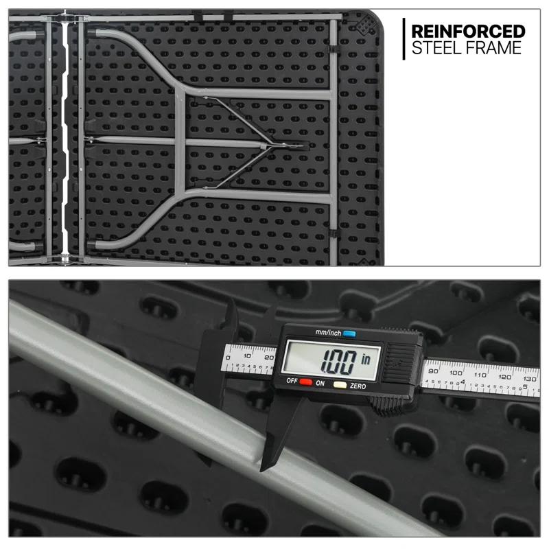 Plastic Folding Card Table, Indoor Outdoor Portable Picnic Table with Carrying Handle for Camping