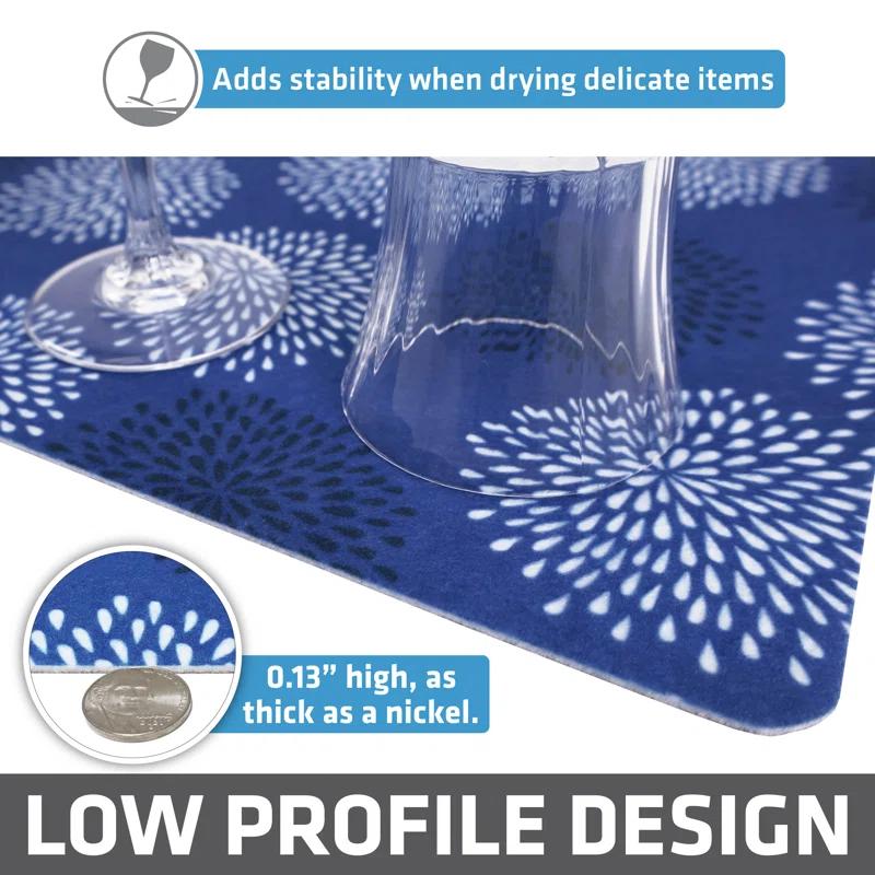 Drymate XL Dish Drying Mat, Kitchen Drip Pad - Absorbent, Waterproof, Slip-Resistant, Machine Washable (19" x 24") (Medicine Blue) (USA Made)