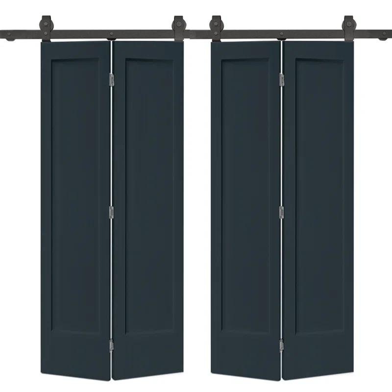 Calhome Paneled MDF Composite Double Bifold Barn Doors with Installation Hardware Kit
