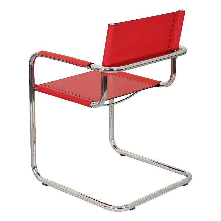 Breuer Chair Company Mart Stam Cantilever Armchair Arm Chair w/ Chrome-Plated Steel Frame (Various Bonded Leather Colors)