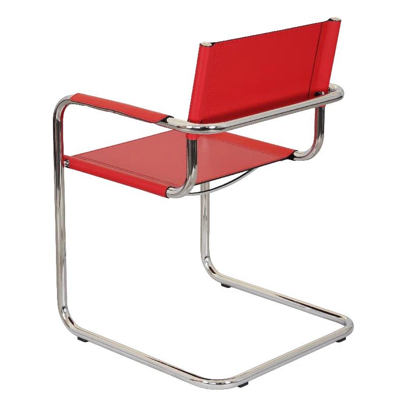 Breuer Chair Company Mart Stam Cantilever Armchair Arm Chair w/ Chrome-Plated Steel Frame (Various Bonded Leather Colors)