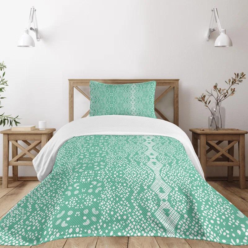 Ambesonne Ambesonne Shabby Flora Bedspread Set 2 Pcs Retro Lace Pattern Twin Teal Turquoise