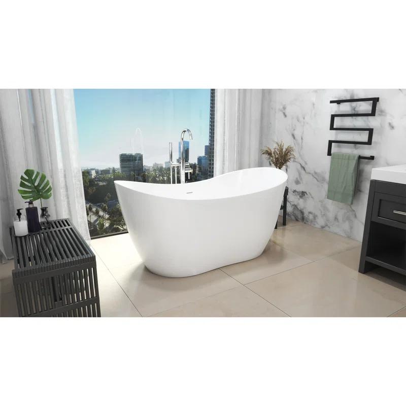 DreamLine BTNL2863XC01 Nile 63 in. L x 28-3/8 in. W x 28-3/8 in. H Freestanding Acrylic Bathtub