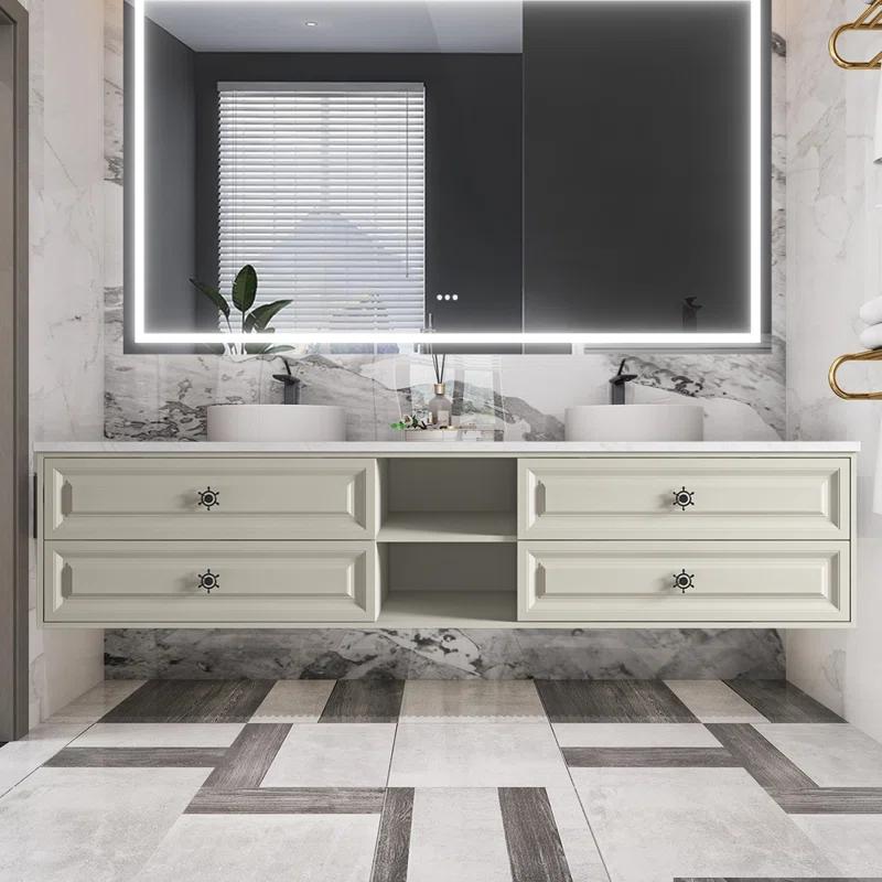 AMANI Eleen 96 In. W X 23 In. D X 22 In. H Bath Vanity Cabinet Without Top