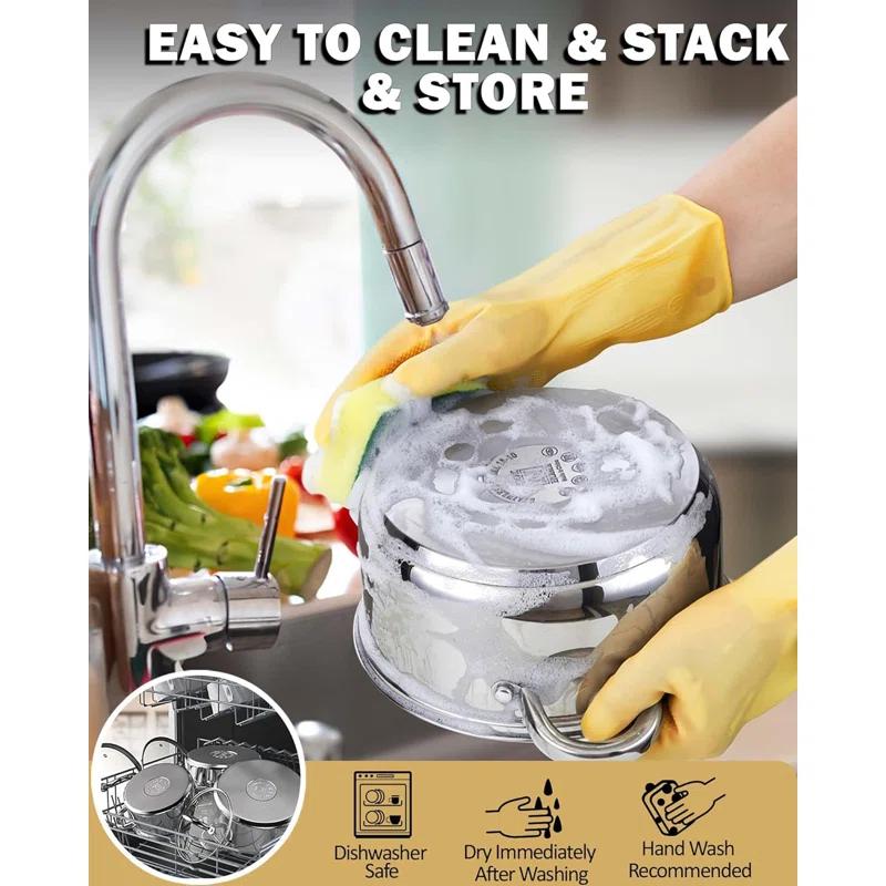 Cook N Home Cook N Home 5.5-quart Sauce Pot Stainless Steel Stockpot With Glass Lid, Basics Saucier Casserole Stock Pot