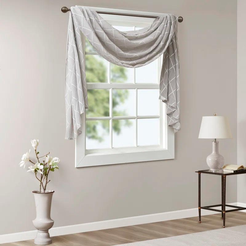 Madison Park Irina Solid Sheer Embroidered Window Scarf
