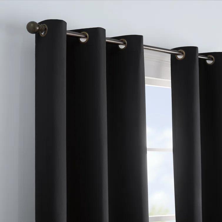 Eclipse Microfiber Blackout Grommet Curtains, Solid Thermaback Window Curtains