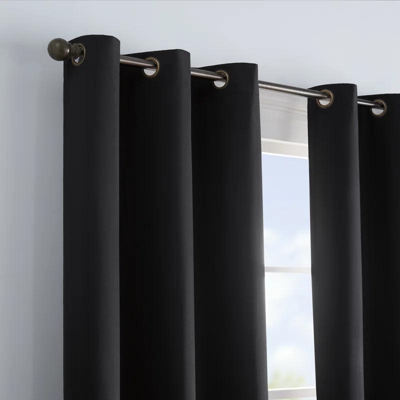 Eclipse Microfiber Blackout Grommet Curtains, Solid Thermaback Window Curtains