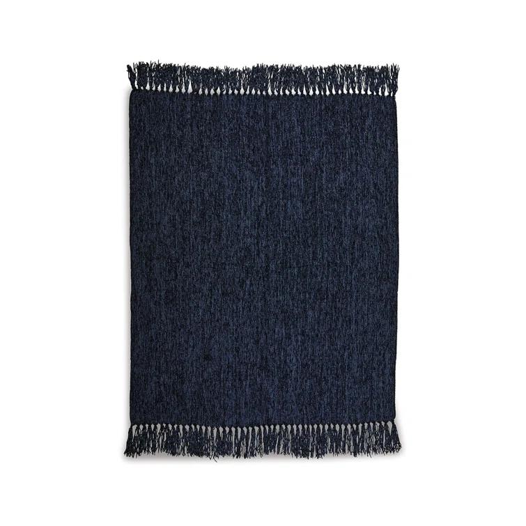 Benjara Emily Throw Blanket Set Of 3, Textured Woven Knotted Fringe, Polyester (Set of 3)