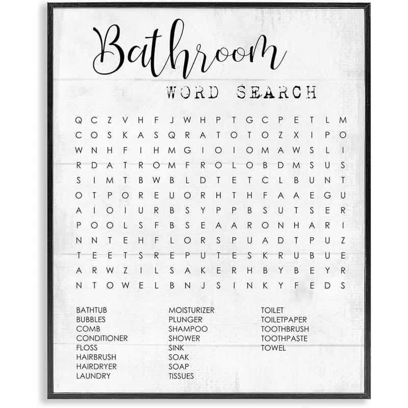 Madison Park Bathroom Search Fun Family Word, Design By Daphne Polselli Wall Art, 11 X 14, Black