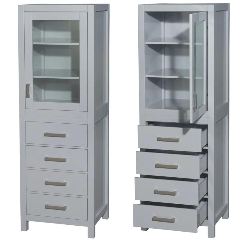 Wyndham Collection Sheffield Solid Wood Freestanding Linen Cabinet