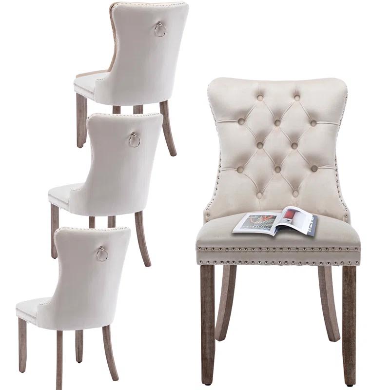 Rosdorf Park High-end Tufted Velvet Upholstered Nailhead Dining Chair