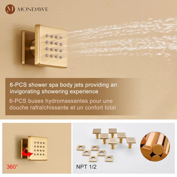 mondawe Herathena Complete Shower System with Rough in-Valve WF6001-12BG