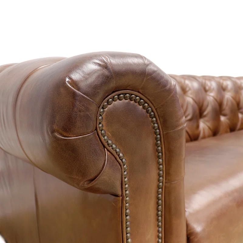 Pasargad Paris Club 88'' Leather Sofa