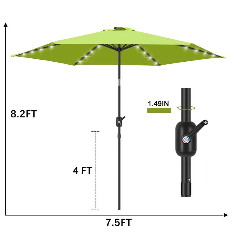 KUTIME Fruiteam 90'' Lighted Tilt Market Umbrella