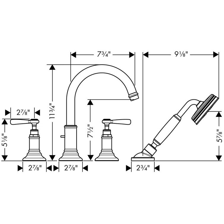 AXOR Montreux 1 Handle Bathroom Roman Tub Faucet with Diverter 16555821