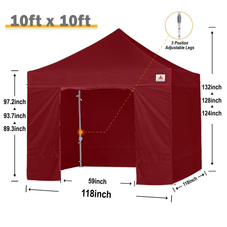 ABCCANOPY Commercial 10 ft. W x 10 ft. D Instant Shade Pop-Up Canopy The Pop Up Canopies