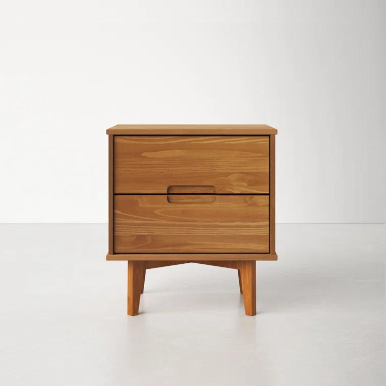 AllModern Mags Solid Wood Groove 2-Drawer Nightstand